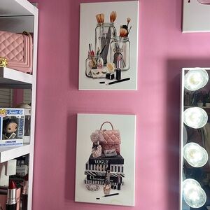 Not real Chanel Gucci wood wall art
(small stain on each one you can barely see)